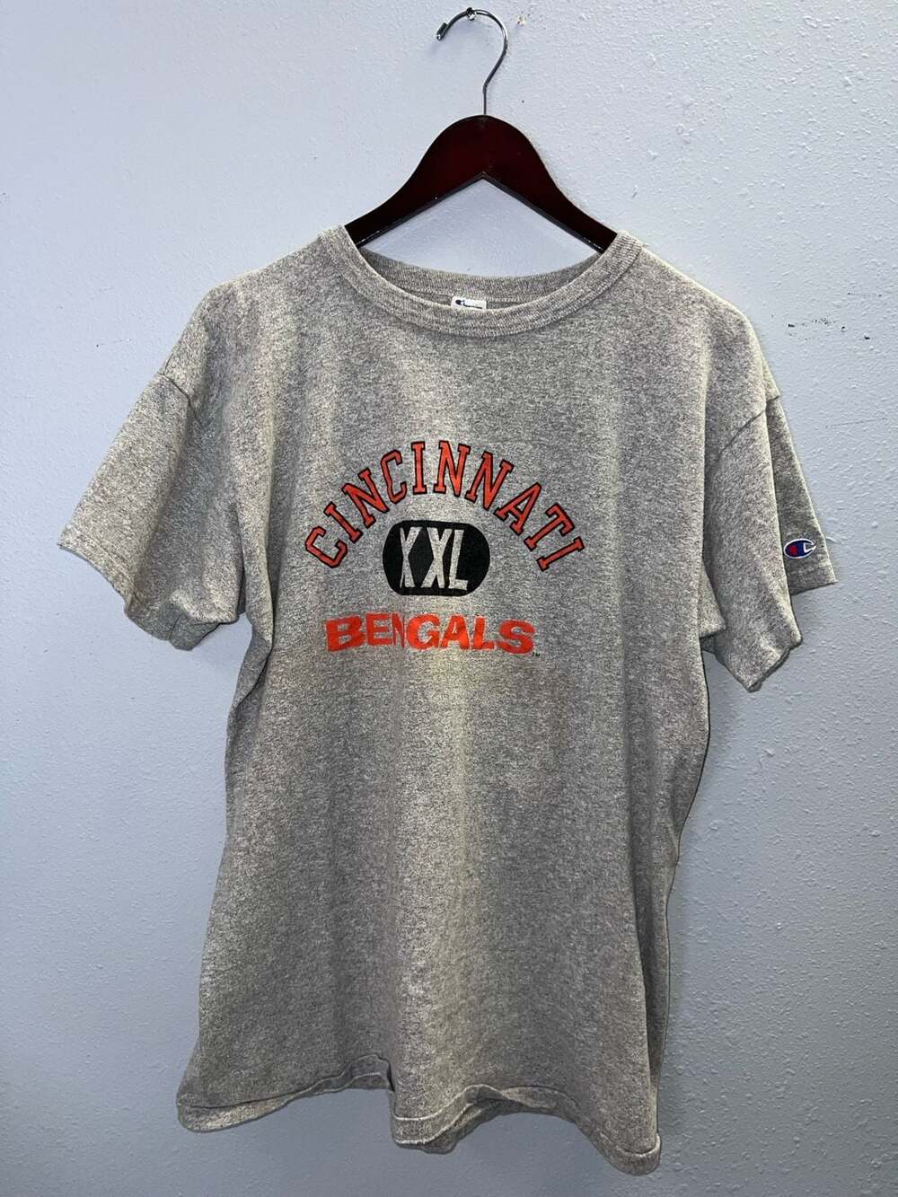 Vintage 90s Champion Blue Tag Cincinnati Bengals T Shirt XL Made USA Grey 0648